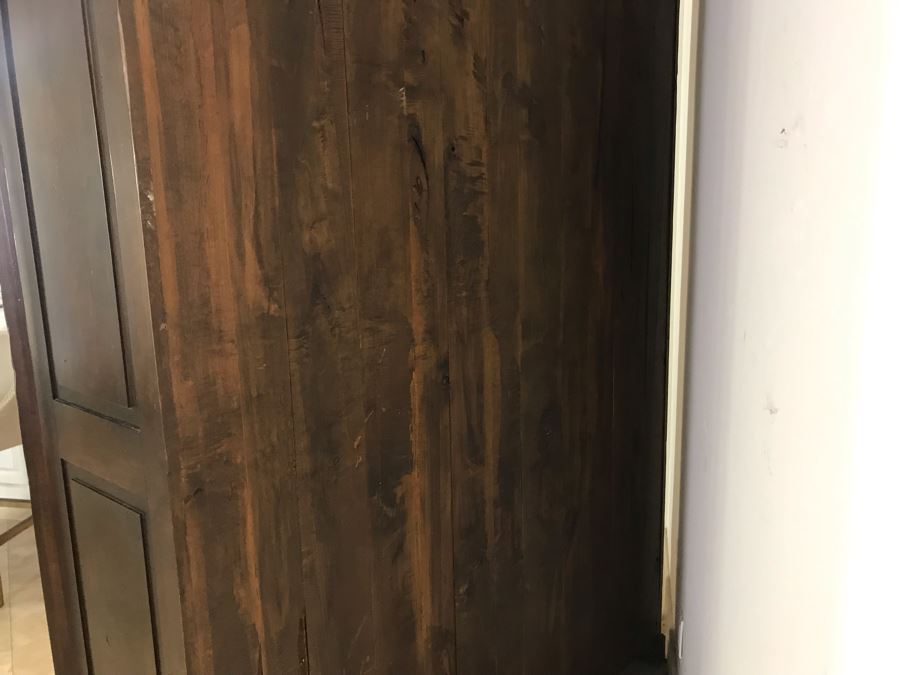 Large Wooden Cabinet With (4) Shelves And Arched Wrought Iron Gate Doors 8'H [Photo 13]