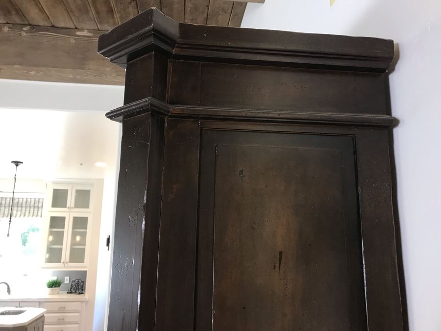 Large Wooden Cabinet With (4) Shelves And Arched Wrought Iron Gate Doors 8'H [Photo 9]