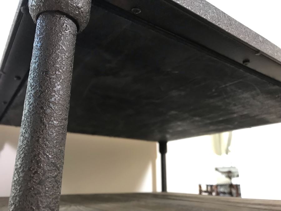 Industrial Wood And Metal Table Cart With Metal Casters 3-Shelves 27.5' X 27.5' X 25.5'H [Photo 8]