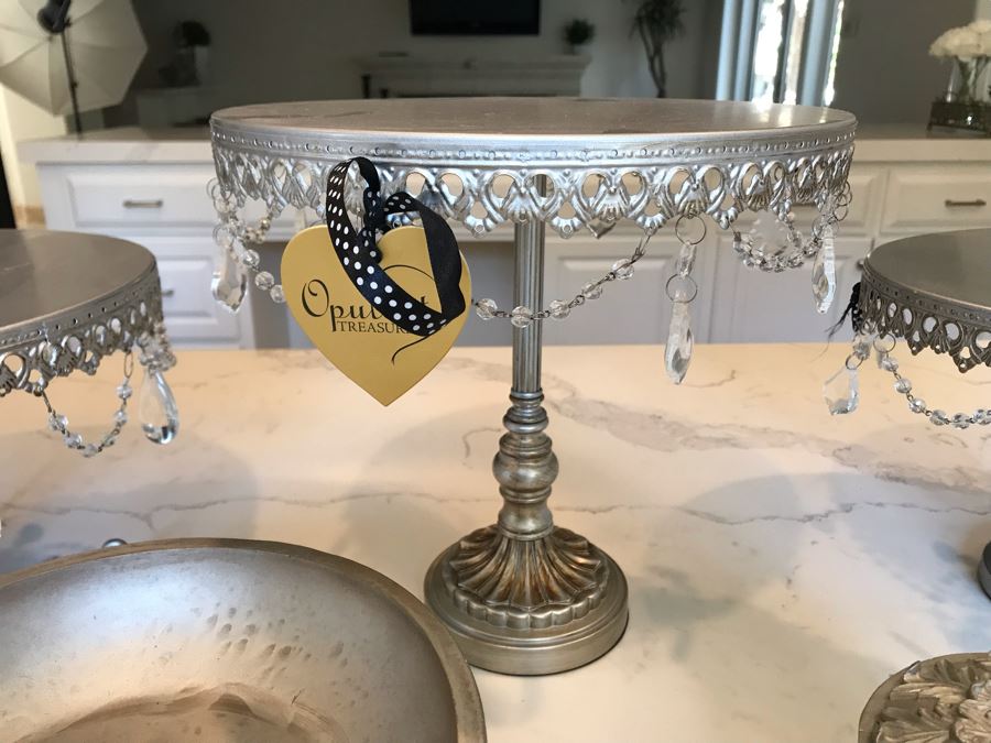 (3) Footed Silver Plate Stands, Silver Lidded Box And Silver Tone Bowl [Photo 4]