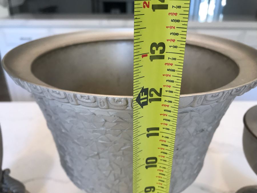 (3) Decorative Silver Tone Objects 12'H [Photo 9]