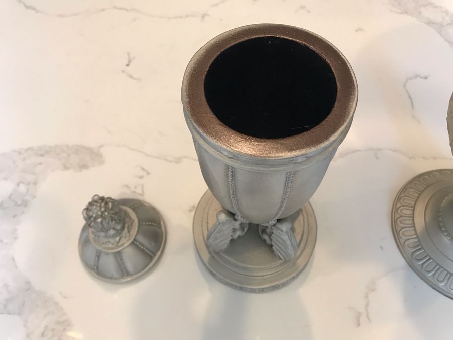 (3) Decorative Silver Tone Objects 12'H [Photo 6]