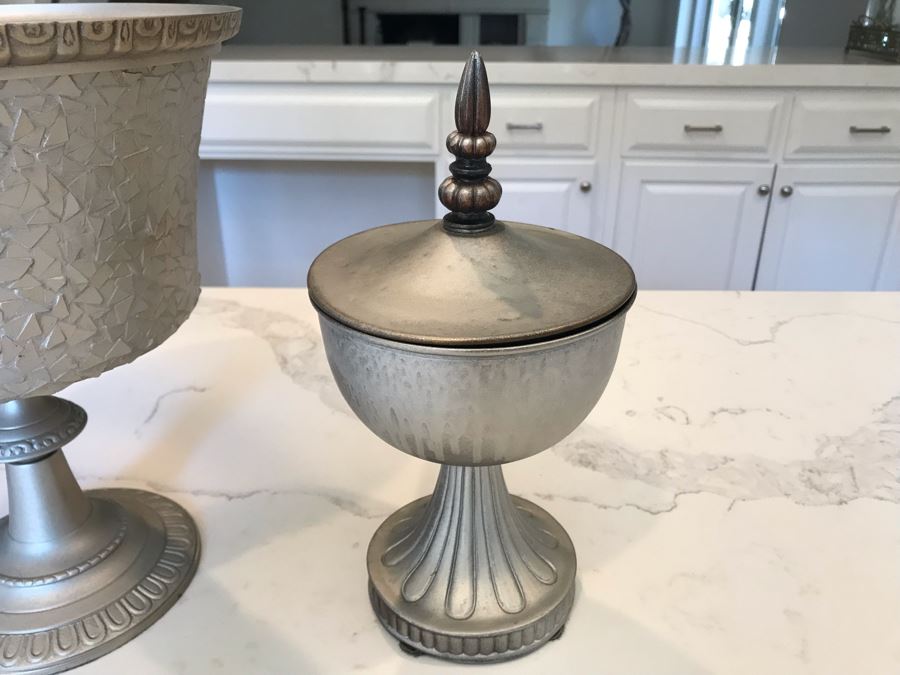 (3) Decorative Silver Tone Objects 12'H [Photo 7]