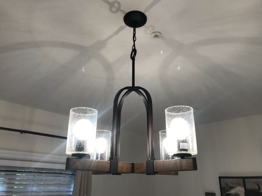 Wood And Metal Contemporary Hanging Light Fixture [Photo 2]