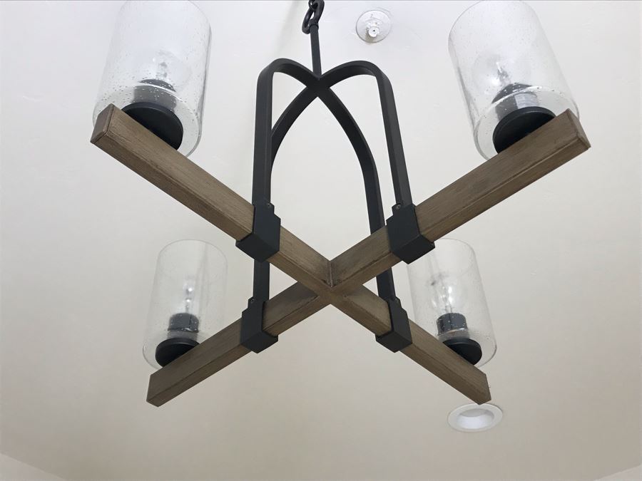 Wood And Metal Contemporary Hanging Light Fixture [Photo 6]