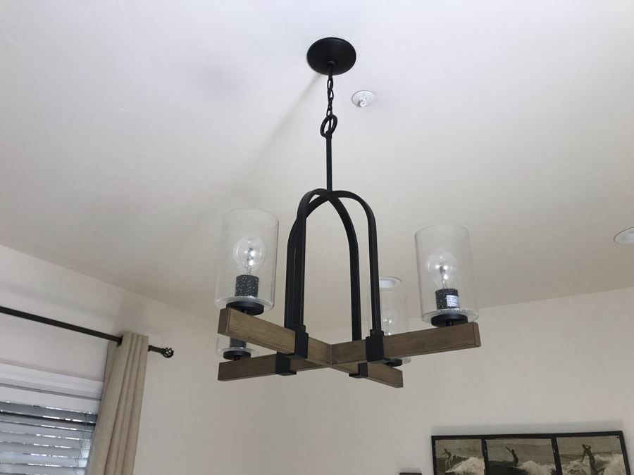 Wood And Metal Contemporary Hanging Light Fixture [Photo 3]