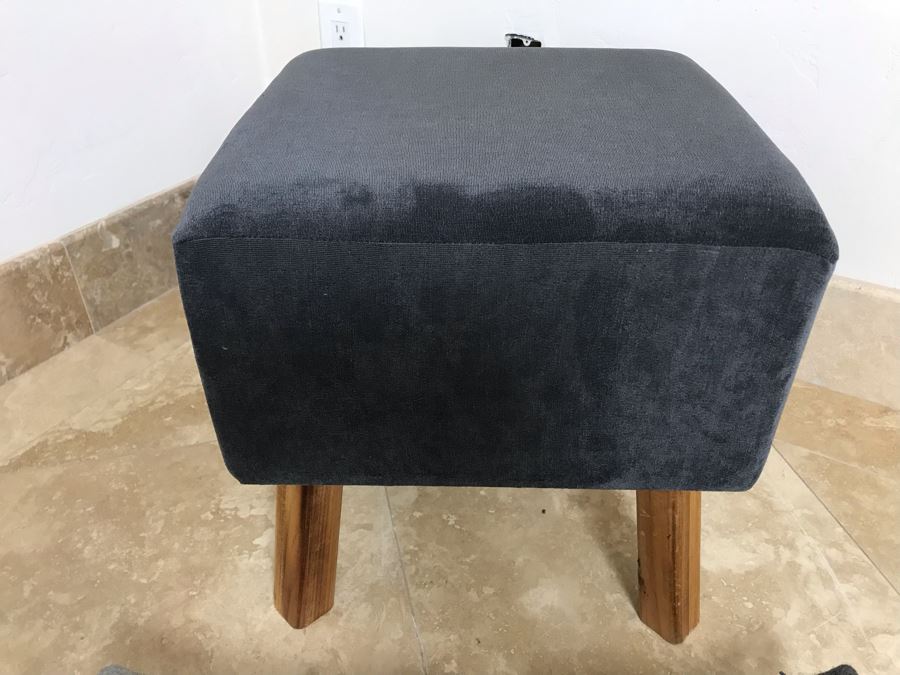 Upholstered Stool With Wooden Legs And Designer Throw Pillow With Belt [Photo 5]