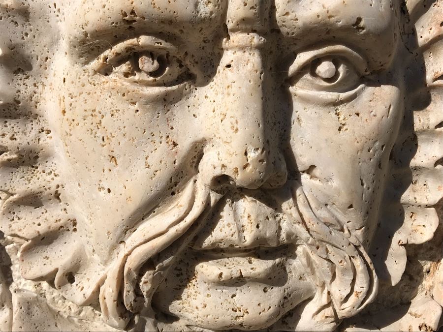 Massive Relief Carved Marble Stone Planter Bacchus God Of Wine Relief Carvings On All Four Sides 26'H X 22'W [Photo 8]