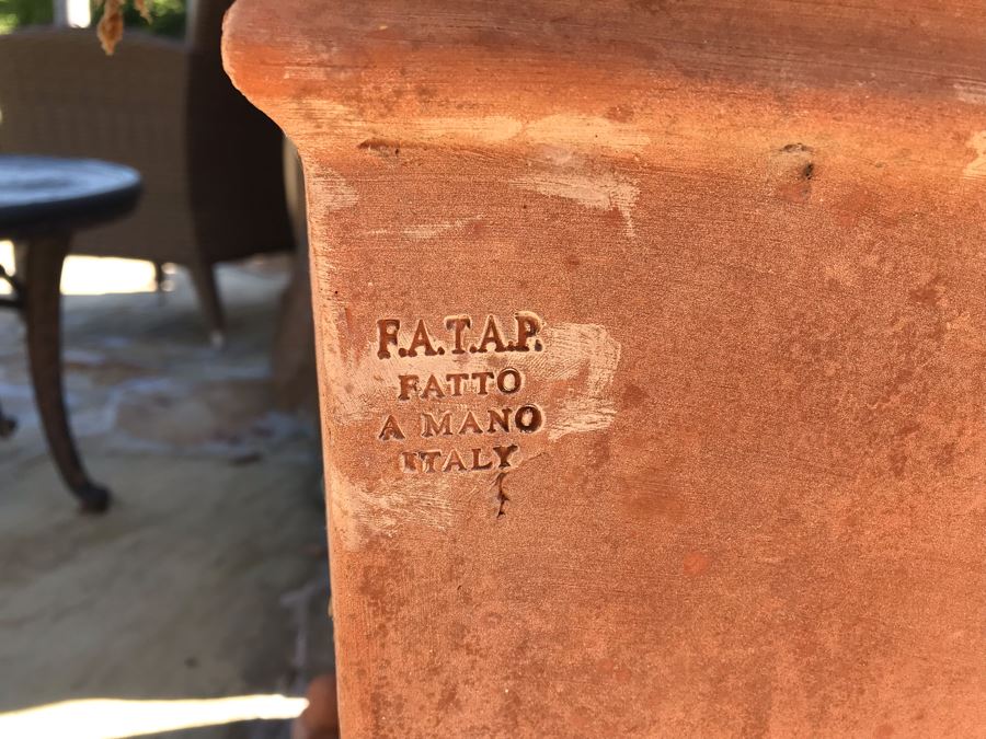 Pair Of Large Terracotta Planters Pots F.A.T.A.P. Fatto A Mano Italy 27.5'W X 26'H [Photo 3]