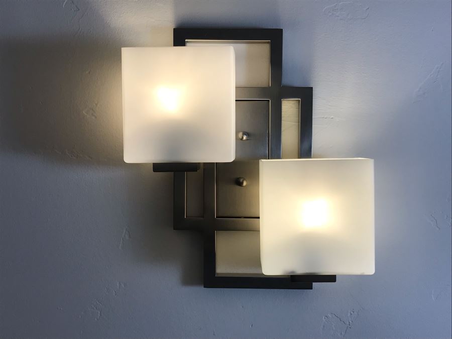 Pair Of Modern Metal Wall Sconces Light Fixtures