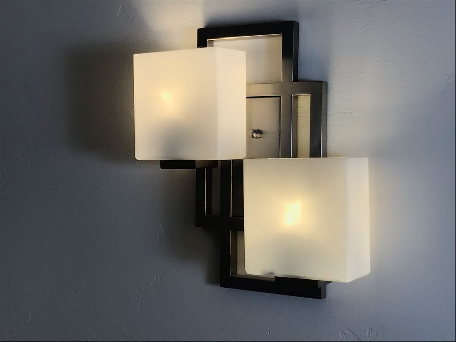 Pair Of Modern Metal Wall Sconces Light Fixtures [Photo 2]