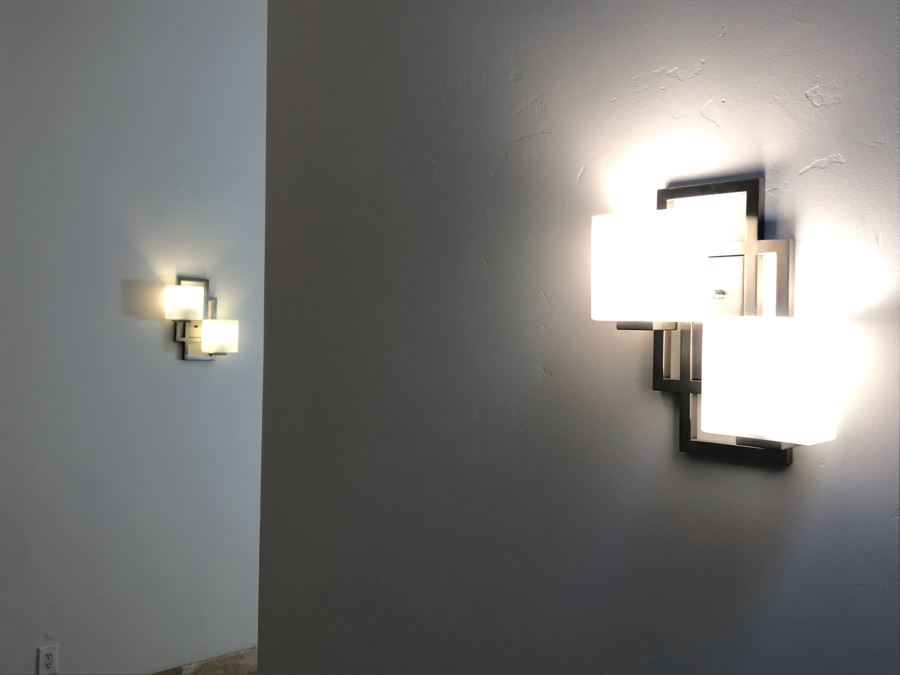 Pair Of Modern Metal Wall Sconces Light Fixtures [Photo 8]