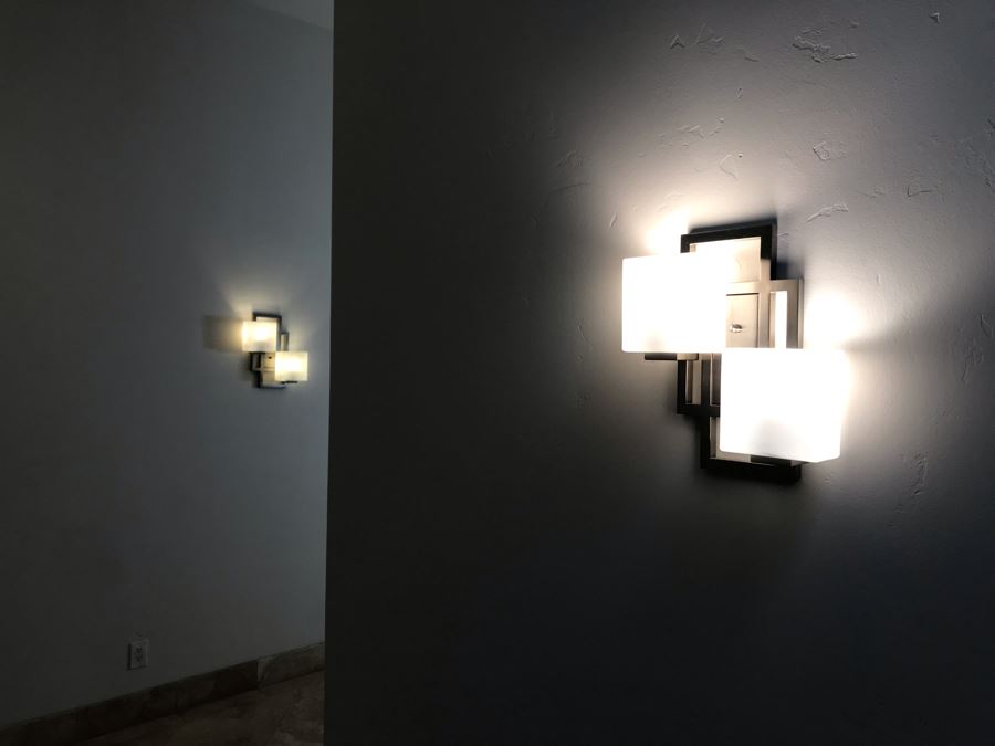 Pair Of Modern Metal Wall Sconces Light Fixtures [Photo 9]