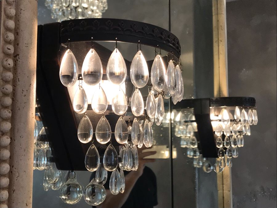 Pair Of Crytal Sconces Light Fixtures [Photo 4]