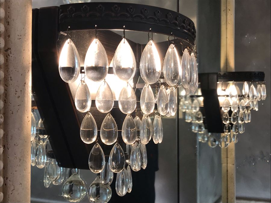 Pair Of Crytal Sconces Light Fixtures [Photo 3]