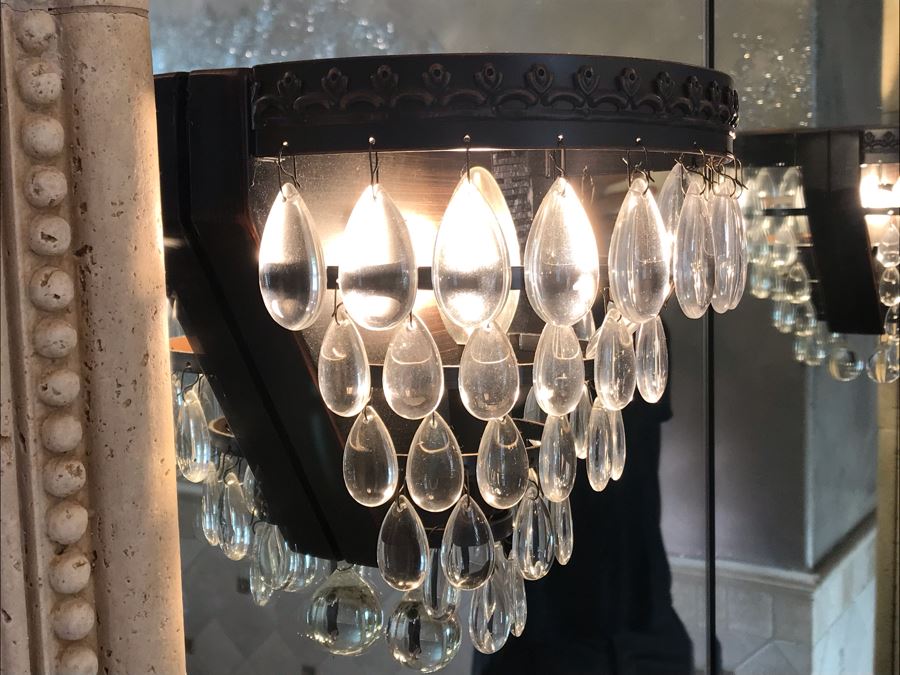 Pair Of Crytal Sconces Light Fixtures [Photo 2]