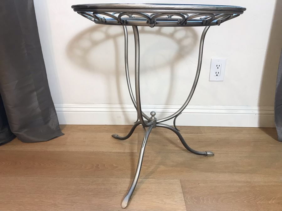 Silver Metal Round Cafe Side Table 23'R X 25'H [Photo 3]