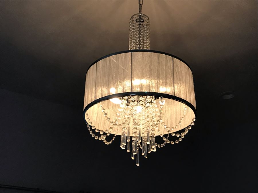 Elegant Crystal And Chrome Chandelier