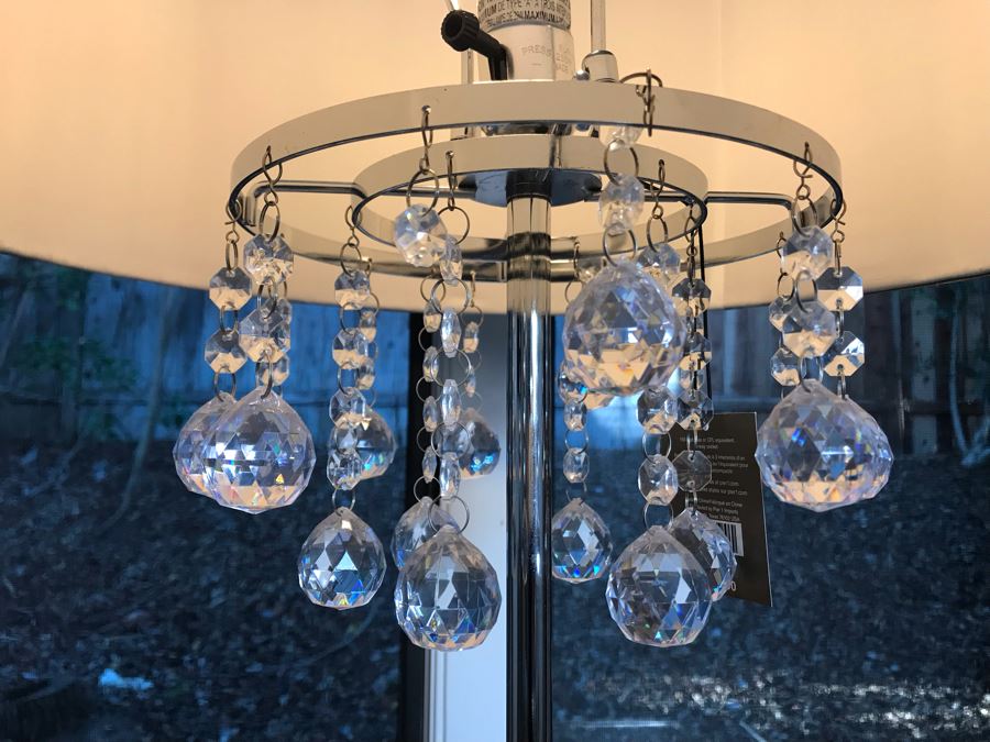 Contemporary Chrome And Crystal Table Lamp With Original Tags Retails $175 [Photo 5]