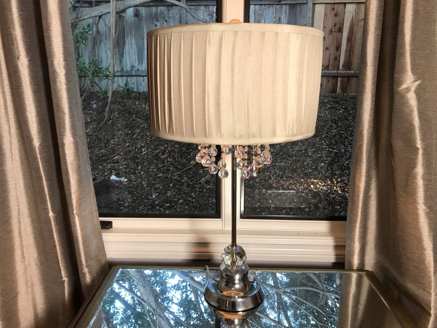 Contemporary Chrome And Crystal Table Lamp With Original Tags Retails $175