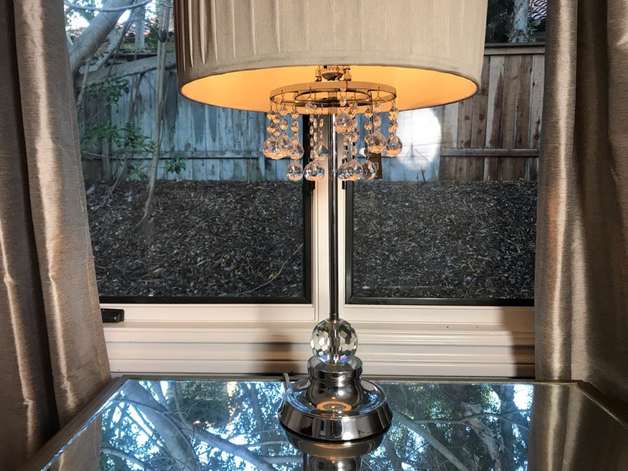 Contemporary Chrome And Crystal Table Lamp With Original Tags Retails $175 [Photo 3]
