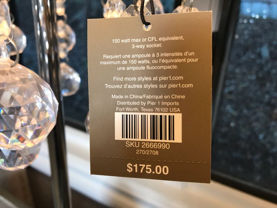 Contemporary Chrome And Crystal Table Lamp With Original Tags Retails $175 [Photo 8]