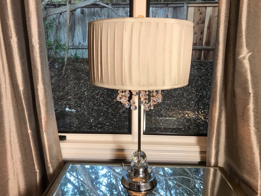 Contemporary Chrome And Crystal Table Lamp With Original Tags Retails $175 [Photo 2]