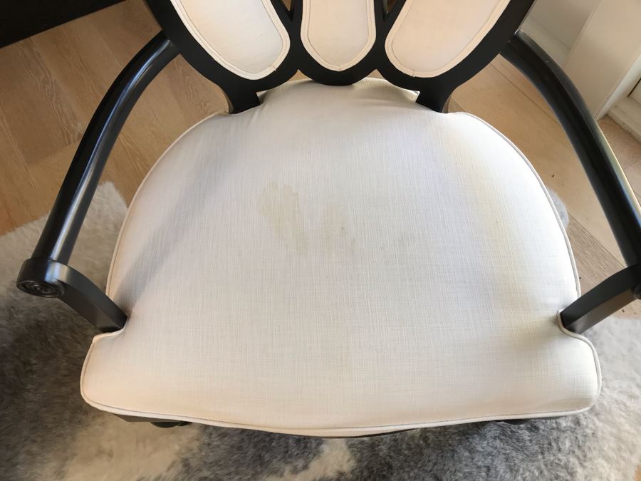 Pair Of Wooden Black Upholstered Armchairs - Some Staining On Fabric [Photo 9]