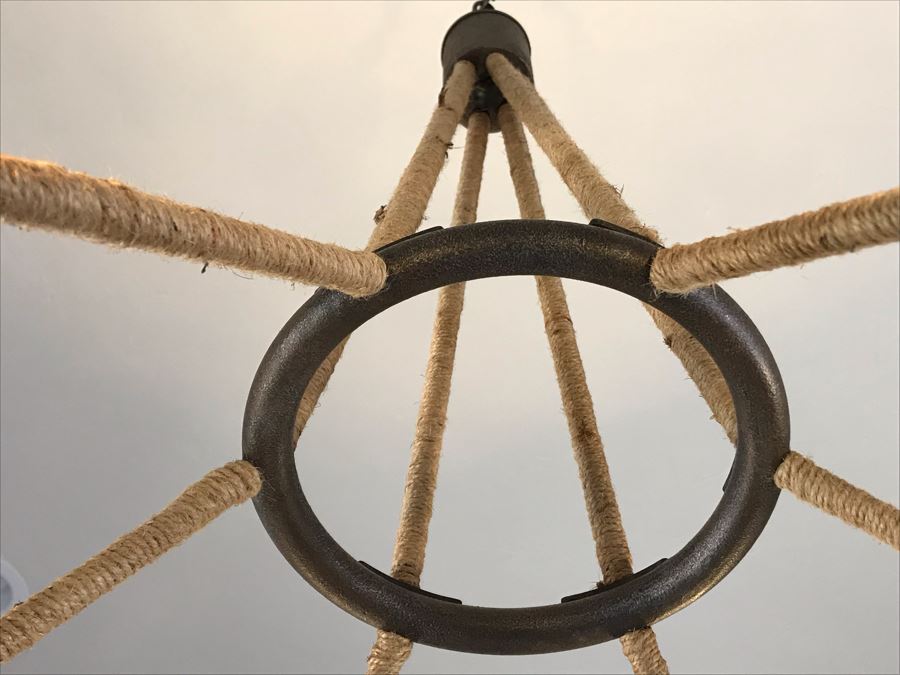 Rustic Industrial Metal Hanging Light Fixture 32'H X 27'W [Photo 4]