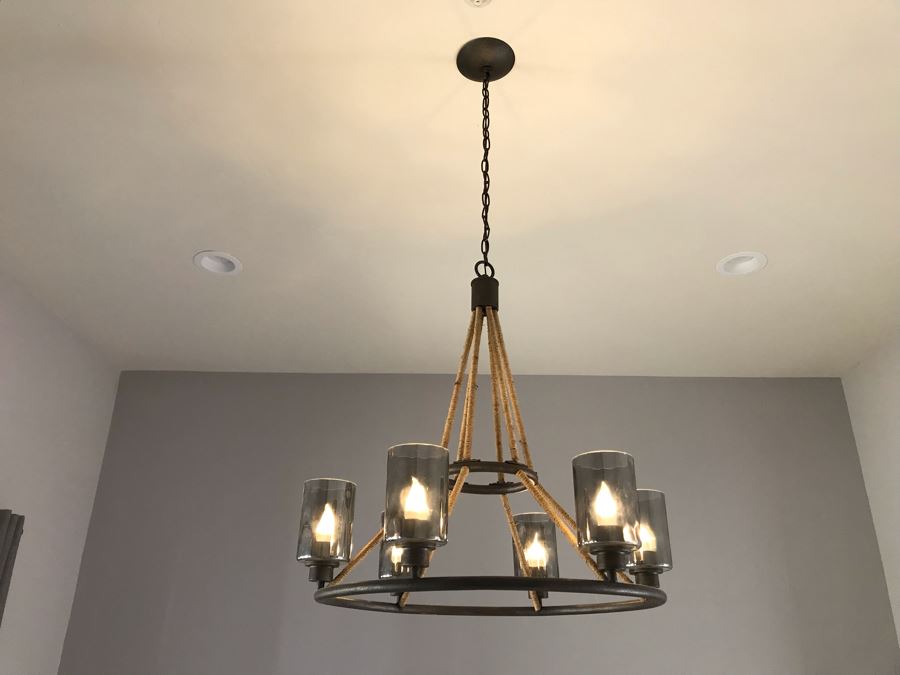 Rustic Industrial Metal Hanging Light Fixture 32'H X 27'W [Photo 2]