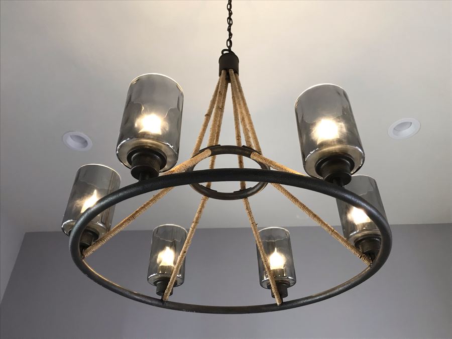 Rustic Industrial Metal Hanging Light Fixture 32'H X 27'W [Photo 5]