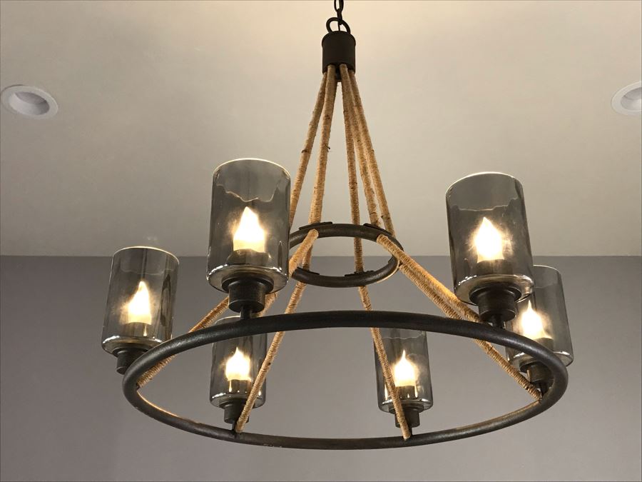 Rustic Industrial Metal Hanging Light Fixture 32'H X 27'W [Photo 3]