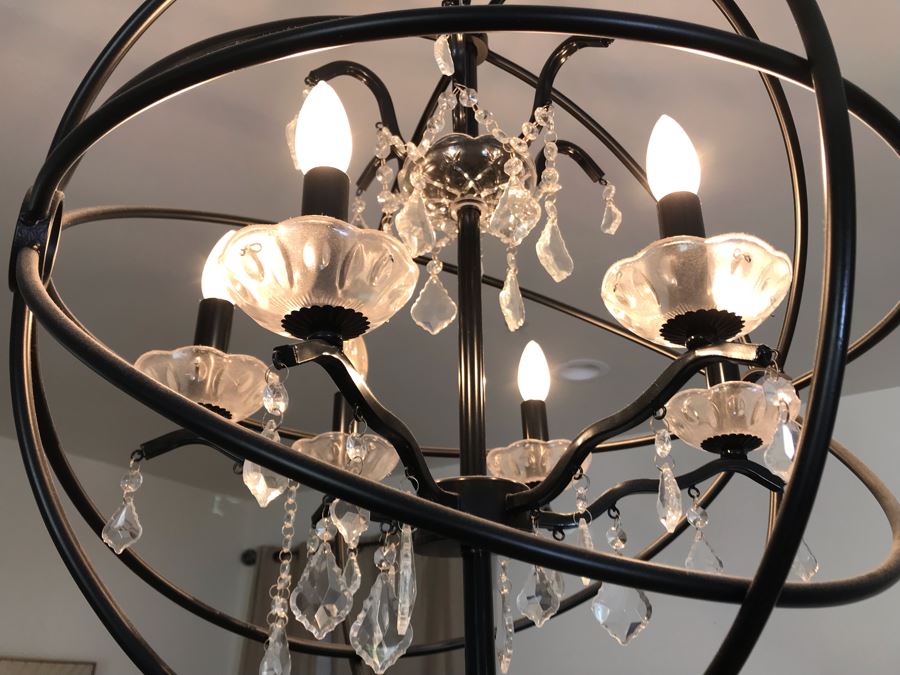 Elegant Metal And Crystal Spherical Hanging Light Fixture 24'W X 32'H [Photo 6]