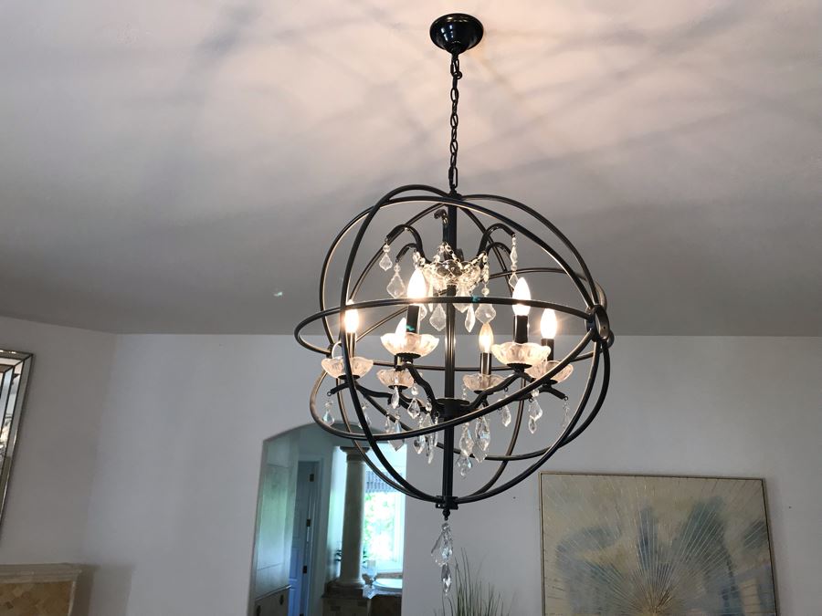 Elegant Metal And Crystal Spherical Hanging Light Fixture 24'W X 32'H [Photo 1]