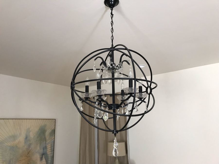 Elegant Metal And Crystal Spherical Hanging Light Fixture 24'W X 32'H [Photo 7]