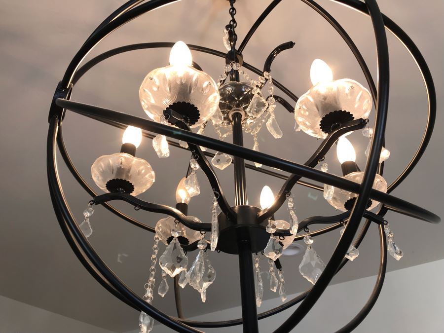 Elegant Metal And Crystal Spherical Hanging Light Fixture 24'W X 32'H [Photo 5]