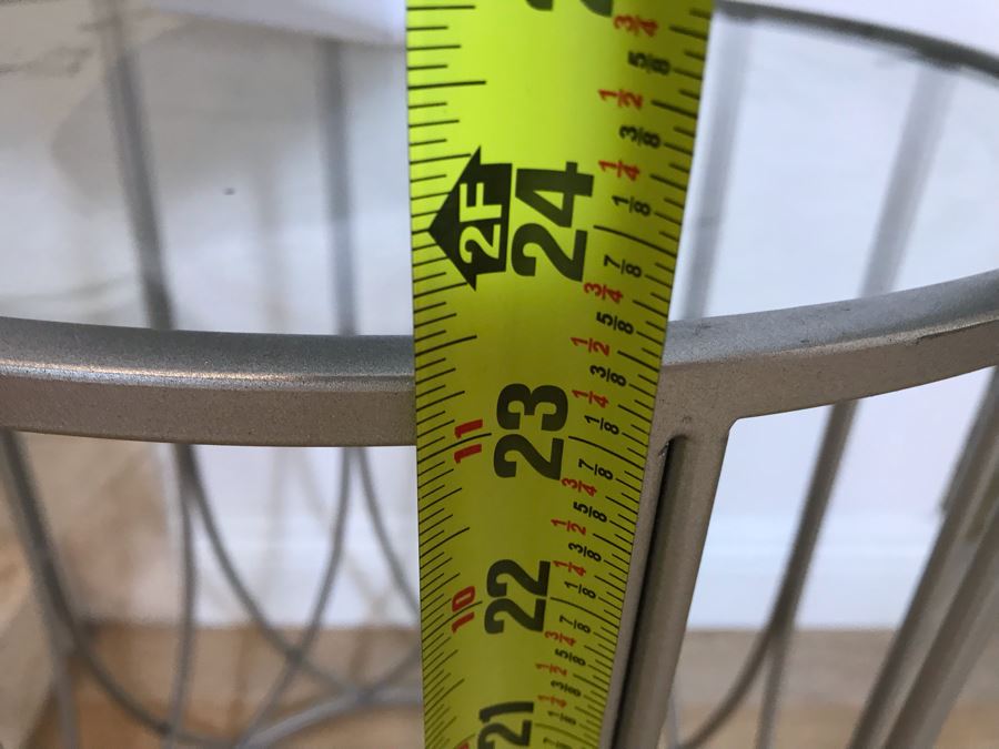 Contemporary Round Metal Glass Top Table With Artificial Plant 17'R X 23'H [Photo 6]