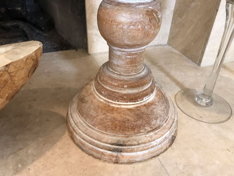 Home Decor Lot With Centerpiece Bowl With Mirrored Balls And (7) Candle Holders - Larger Candle Holder 31'H [Photo 8]