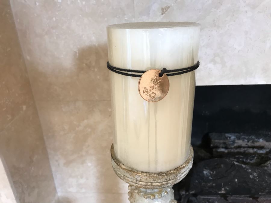 Home Decor Lot With Centerpiece Bowl With Mirrored Balls And (7) Candle Holders - Larger Candle Holder 31'H [Photo 11]