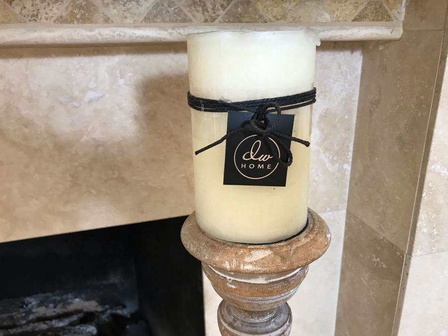 Home Decor Lot With Centerpiece Bowl With Mirrored Balls And (7) Candle Holders - Larger Candle Holder 31'H [Photo 6]