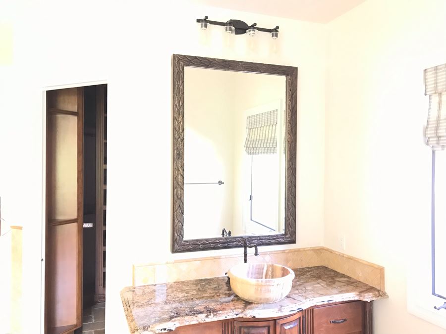 Beveled Glass Wall Mirror With Leaves Motif 41' X 59' [Photo 7]