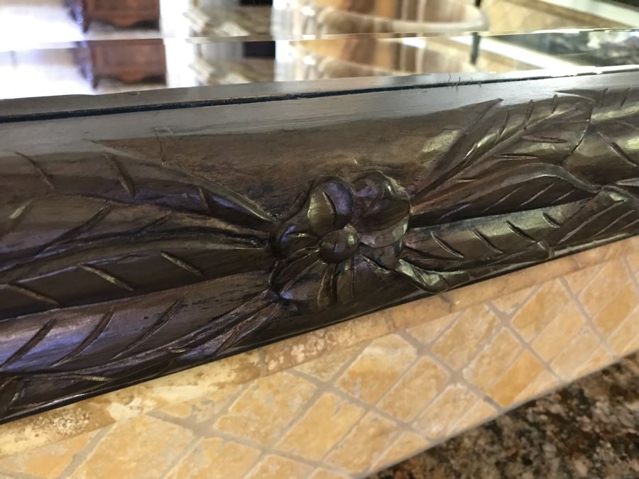 Beveled Glass Wall Mirror With Leaves Motif 71' X 59' [Photo 3]