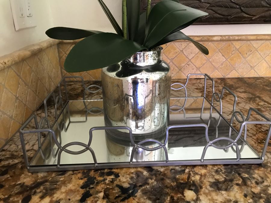 Artificial Orchids Plant And Mirrored Tray [Photo 3]