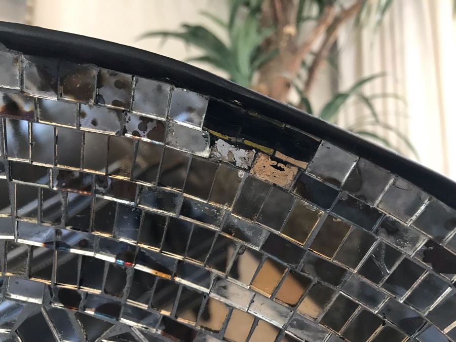 Decorative Geometric Mosiac Glass Tile Plate With Metal Stand - Some Glass Pieces Are Missing / Cracked 24'W X 30'H [Photo 4]