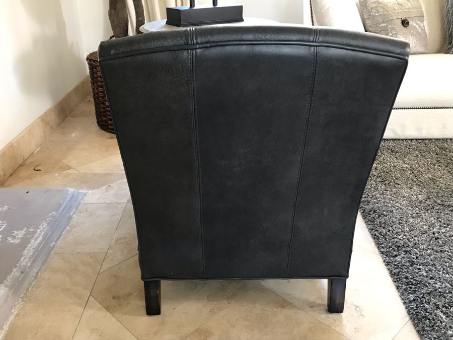 Elegant Black Leather Armchair With Silver Nailheads [Photo 7]