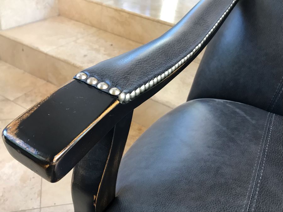 Elegant Black Leather Armchair With Silver Nailheads [Photo 7]