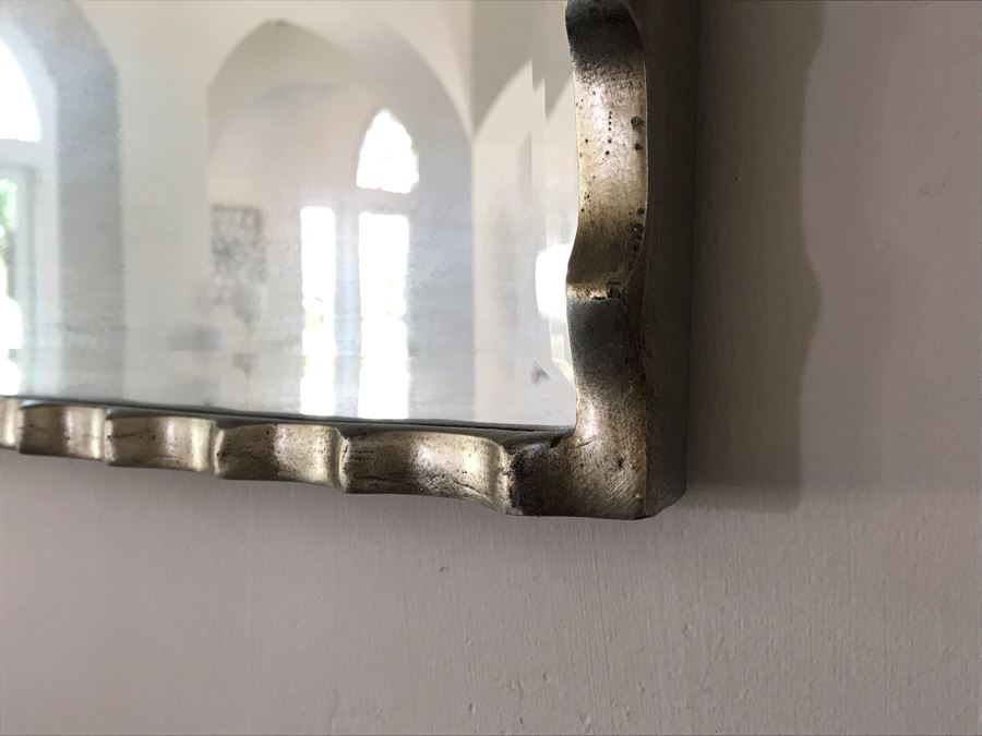 Pair Of Stunning Arched Silver Tone Beveled Glass Wall Mirrors - Does Not Include Mirror In Center 24'W X 72'H [Photo 4]