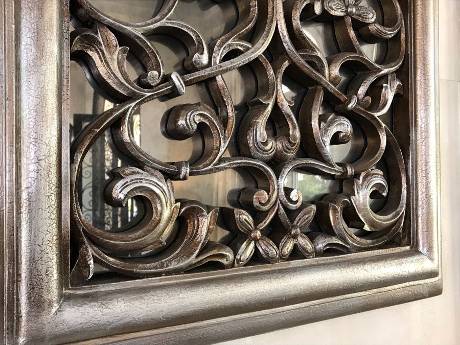 Stunning Arched Silver Tone Ornamental Wall Mirror 28'W X 72'H [Photo 4]