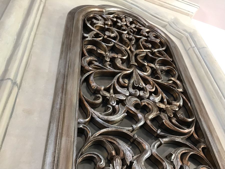 Stunning Arched Silver Tone Ornamental Wall Mirror 28'W X 72'H [Photo 6]