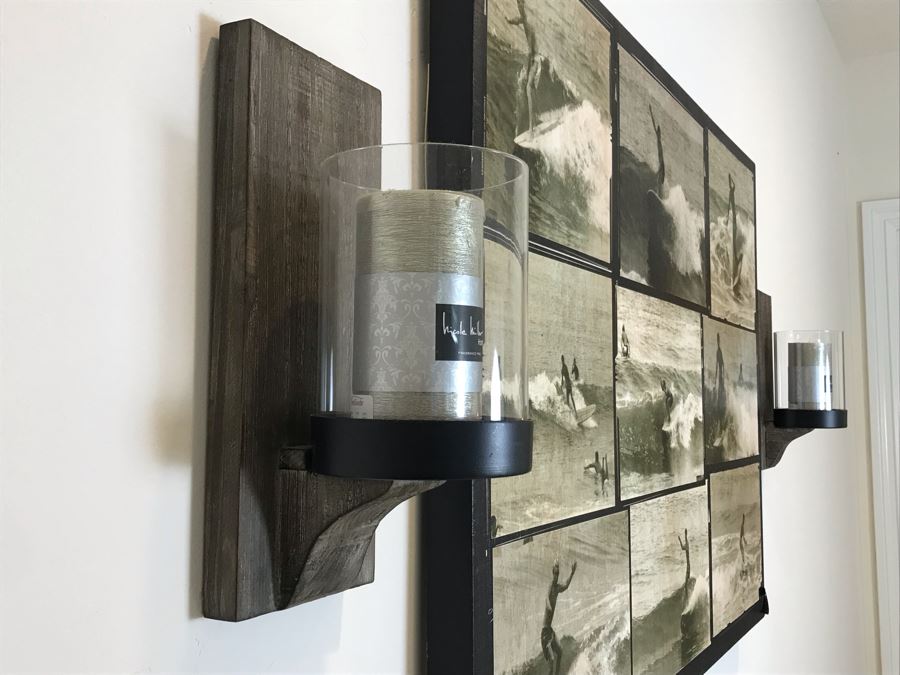 Pair Of Wall Sconces Candle Holders (Does Not Include Surfing Print) [Photo 5]